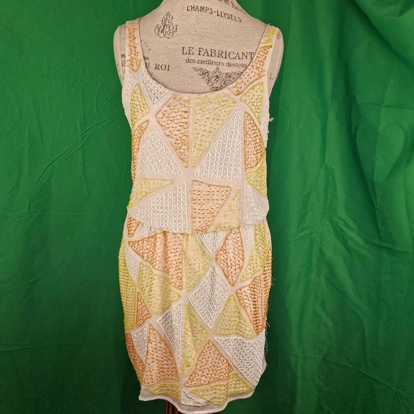 NWT Romeo & Juliet Couture White Yellow Orange Beaded Embellished Dress Small - Picture 1 of 6